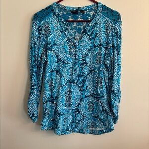 Westbound Teal and White Floral Blouse